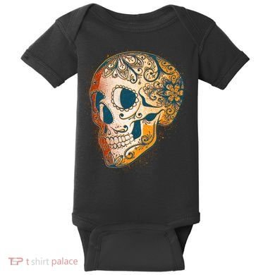 Day Of The Dead Grunge Sugar Skull Baby Bodysuit