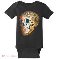 Day Of The Dead Grunge Sugar Skull Baby Bodysuit thumb 0