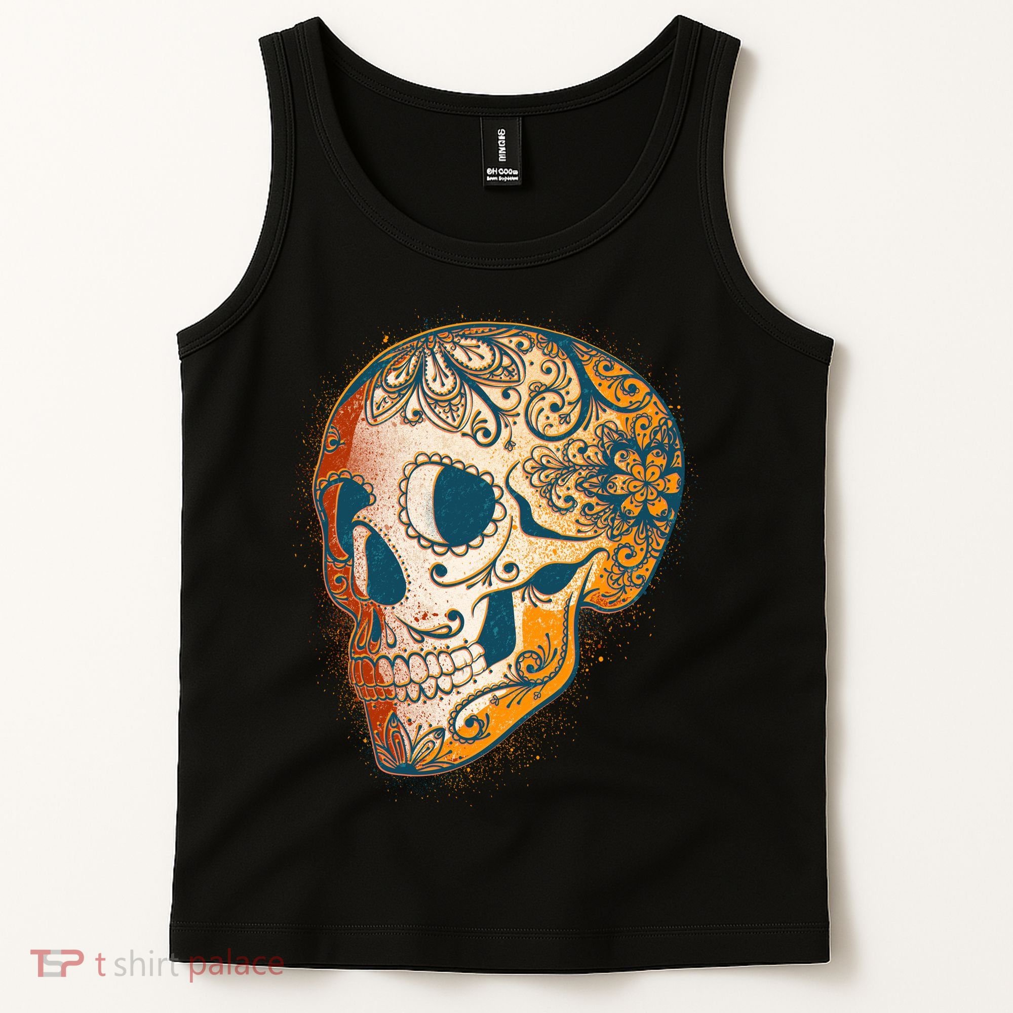 Day Of The Dead Grunge Sugar Skull Tank Top