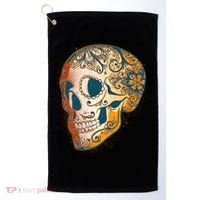 Day Of The Dead Grunge Sugar Skull Golf Towel thumb 0
