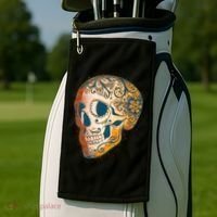 Day Of The Dead Grunge Sugar Skull Golf Towel thumb 2