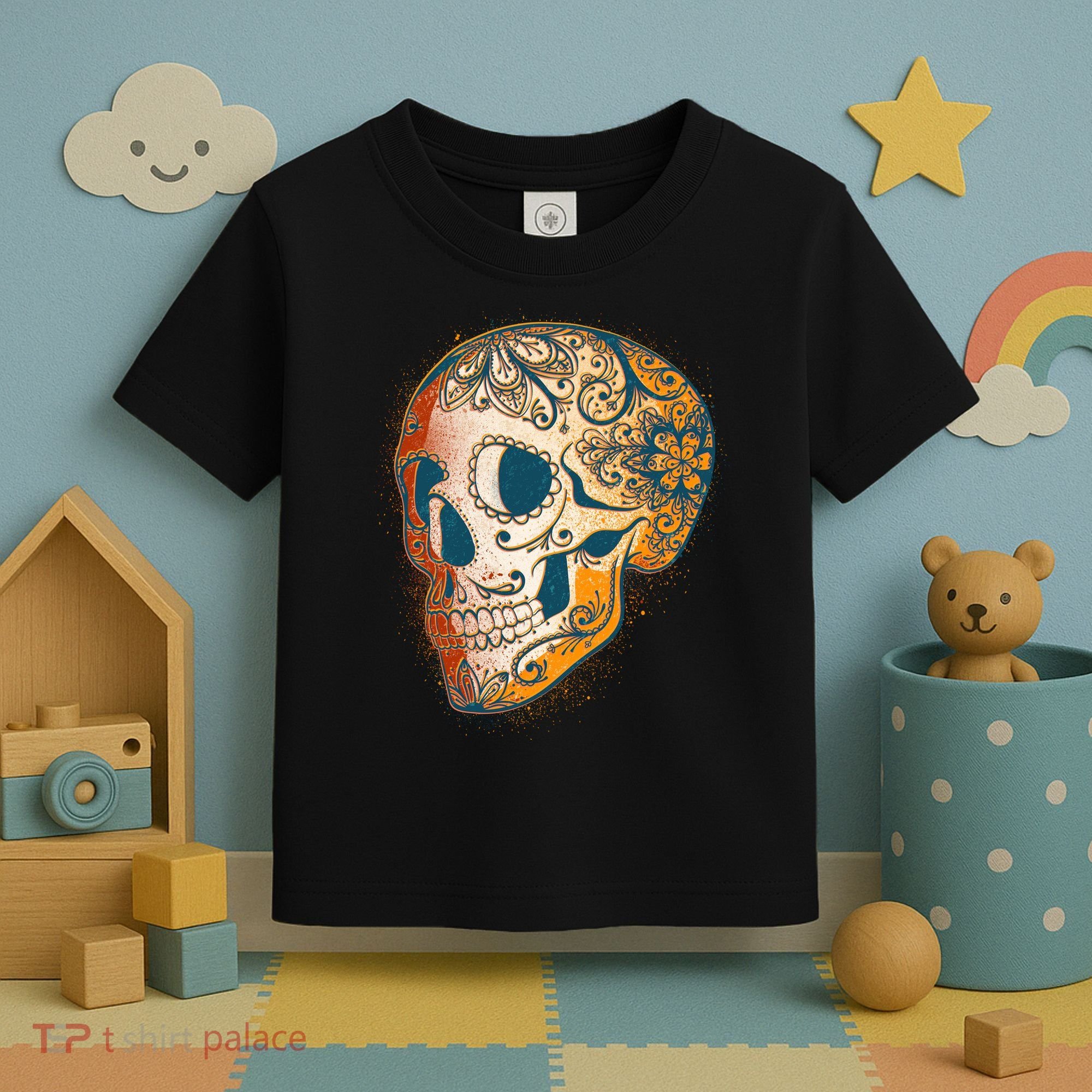 Day Of The Dead Grunge Sugar Skull Toddler T-Shirt