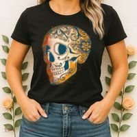Day Of The Dead Grunge Sugar Skull Women's T-Shirt thumb 2