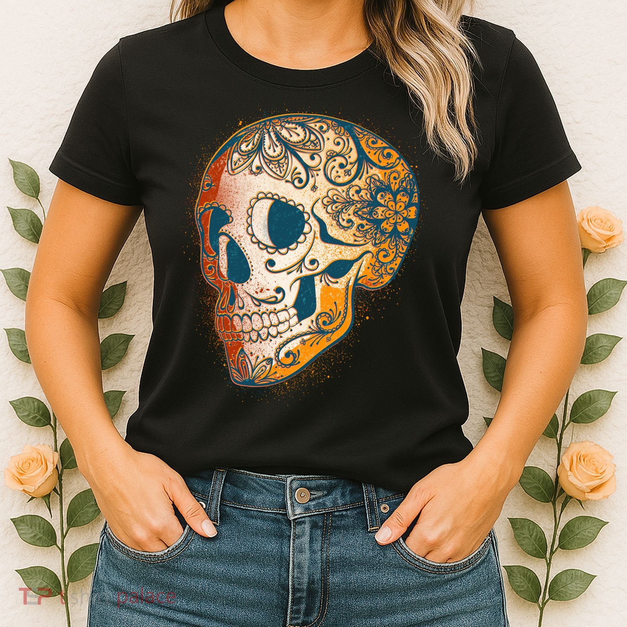 Day Of The Dead Grunge Sugar Skull Women's T-Shirt