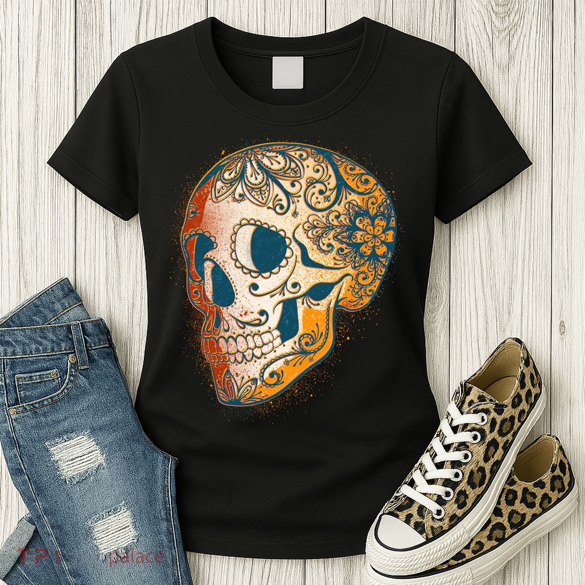 Day Of The Dead Grunge Sugar Skull Women's T-Shirt