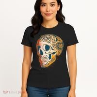 Day Of The Dead Grunge Sugar Skull Women's T-Shirt thumb 4