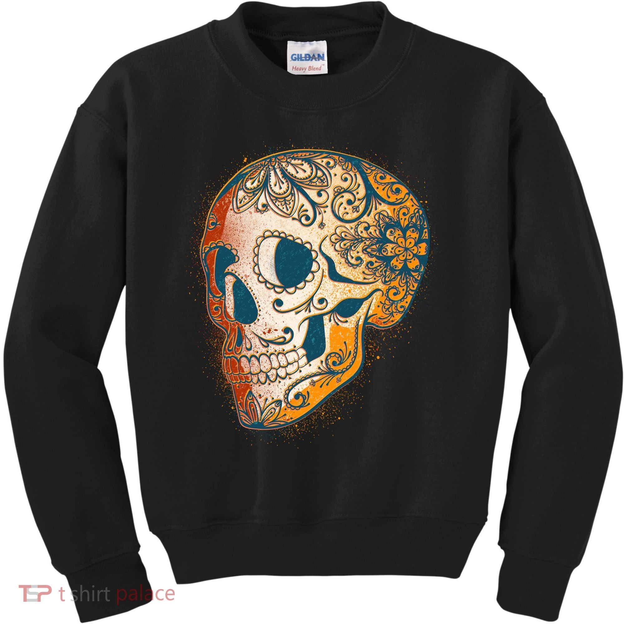 Day Of The Dead Grunge Sugar Skull Kids Sweatshirt