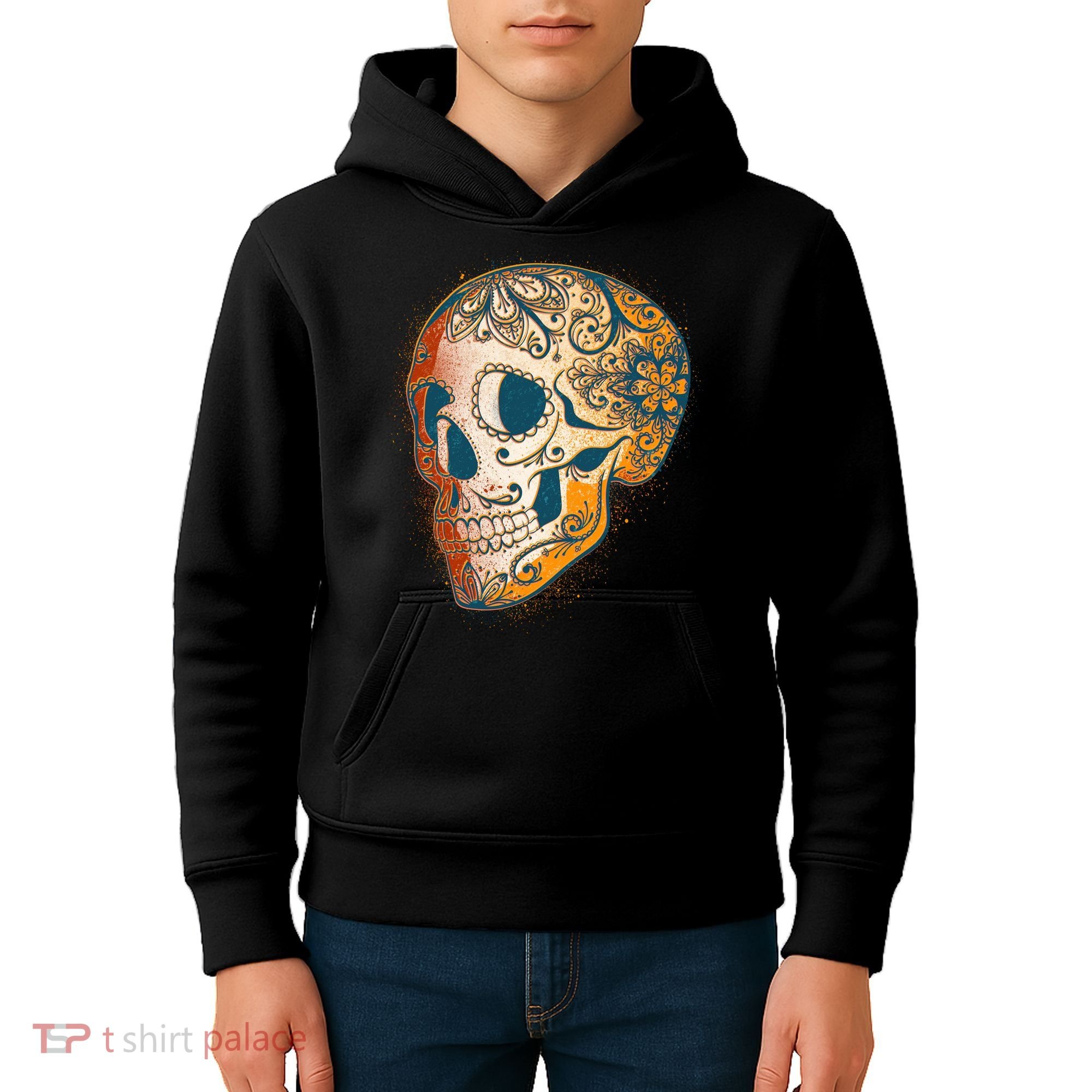 Day Of The Dead Grunge Sugar Skull Kids Hoodie