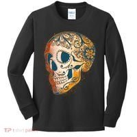 Day Of The Dead Grunge Sugar Skull Kids Long Sleeve Shirt thumb 0