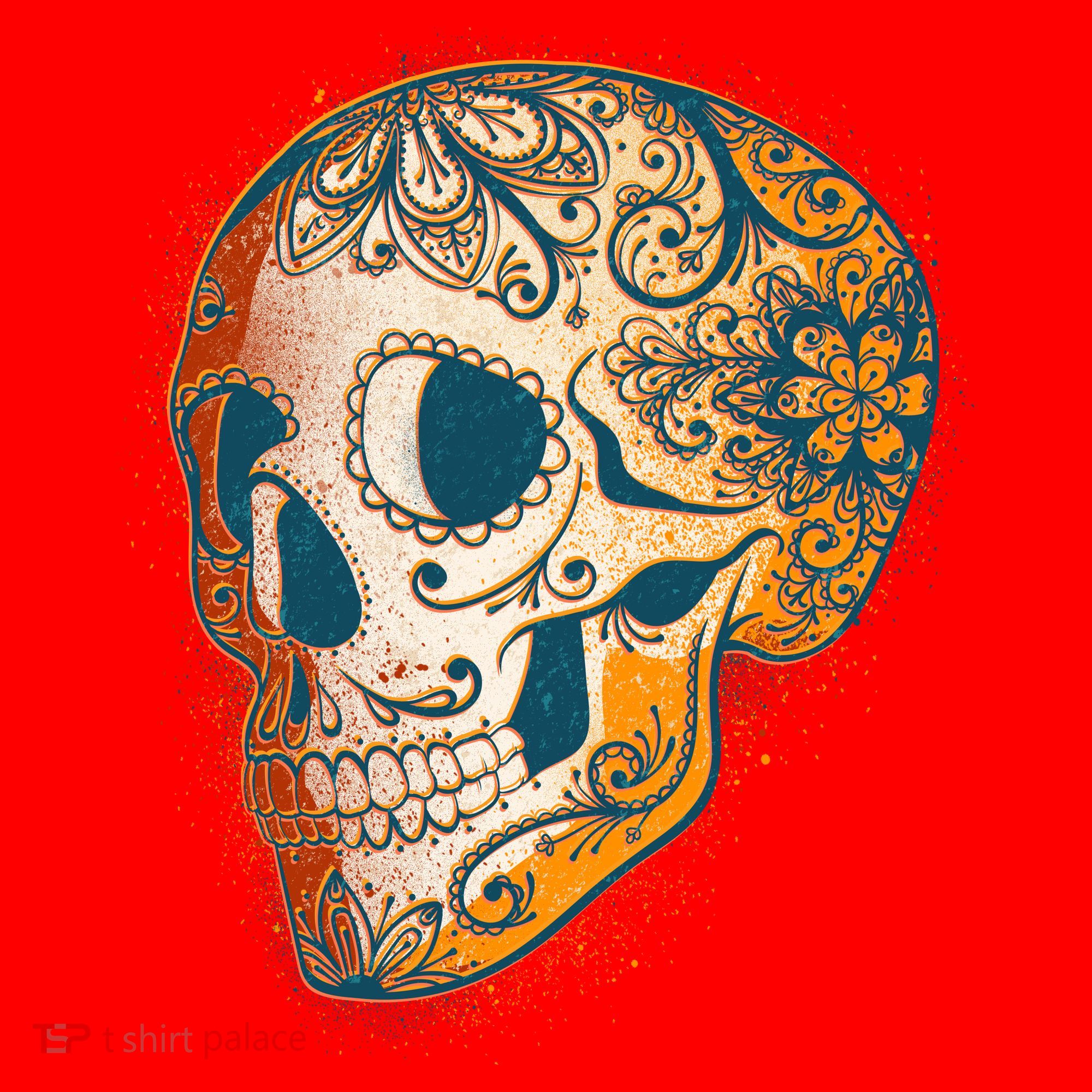 Day Of The Dead Grunge Sugar Skull Santa Hat