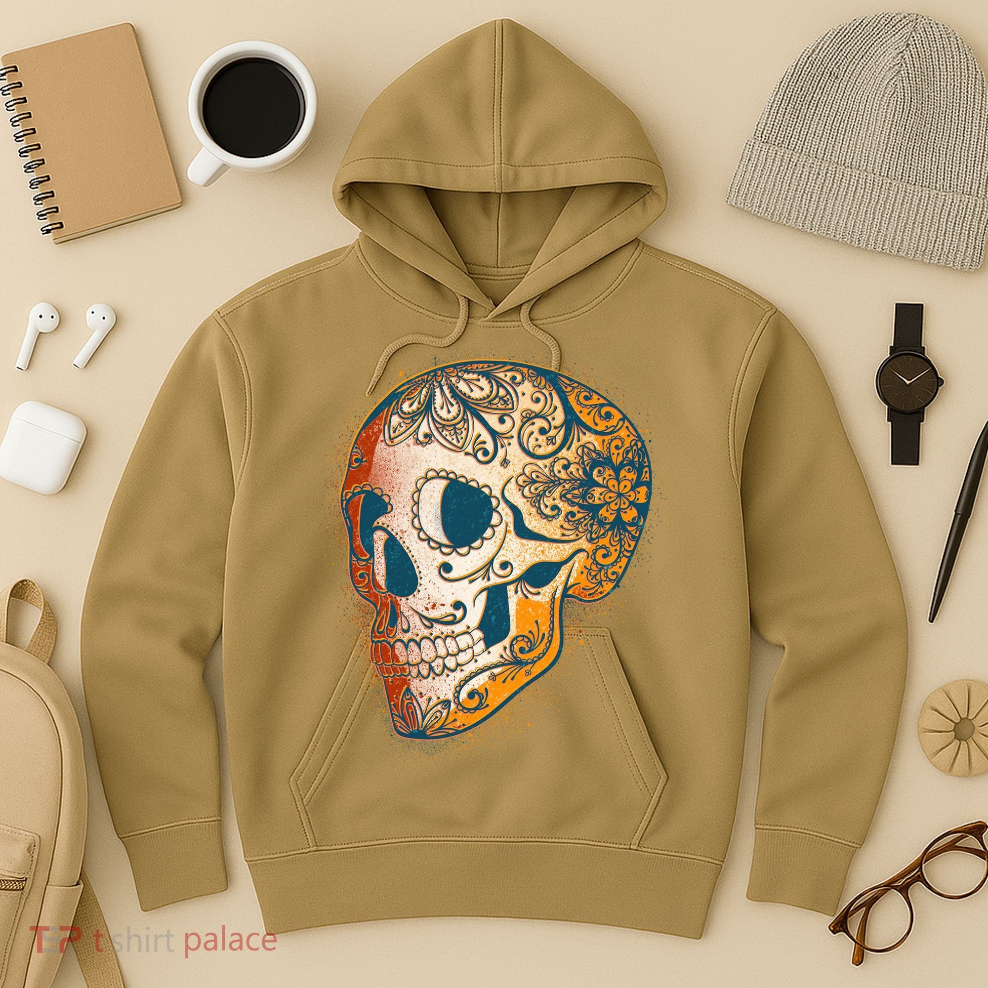 Day Of The Dead Grunge Sugar Skull Hoodie