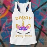 Daddy Of The Unicorn Birthday Princess Birthday Party Dad's Women's Tank Top thumb 3