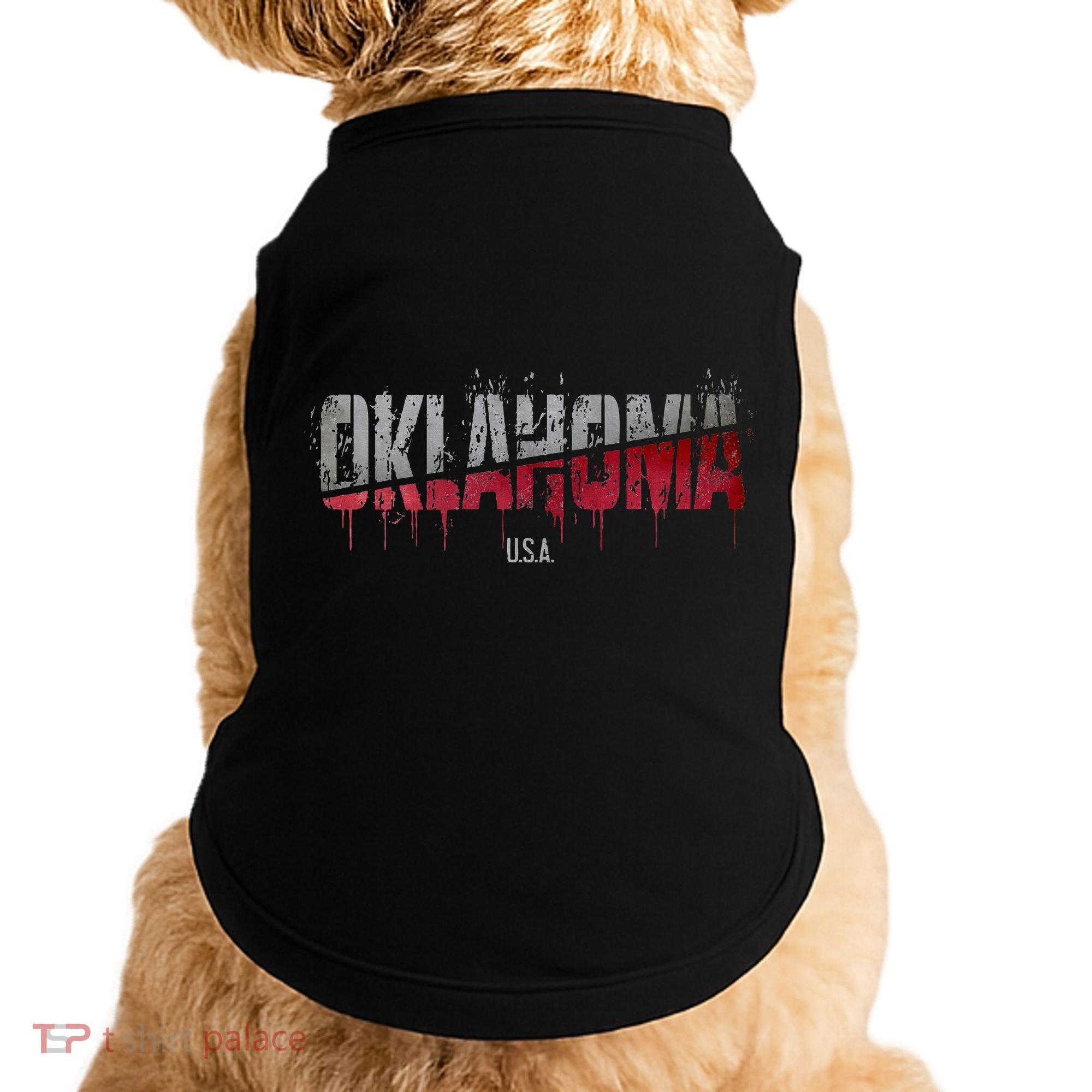 Distressed Oklahoma Usa Doggie Tank