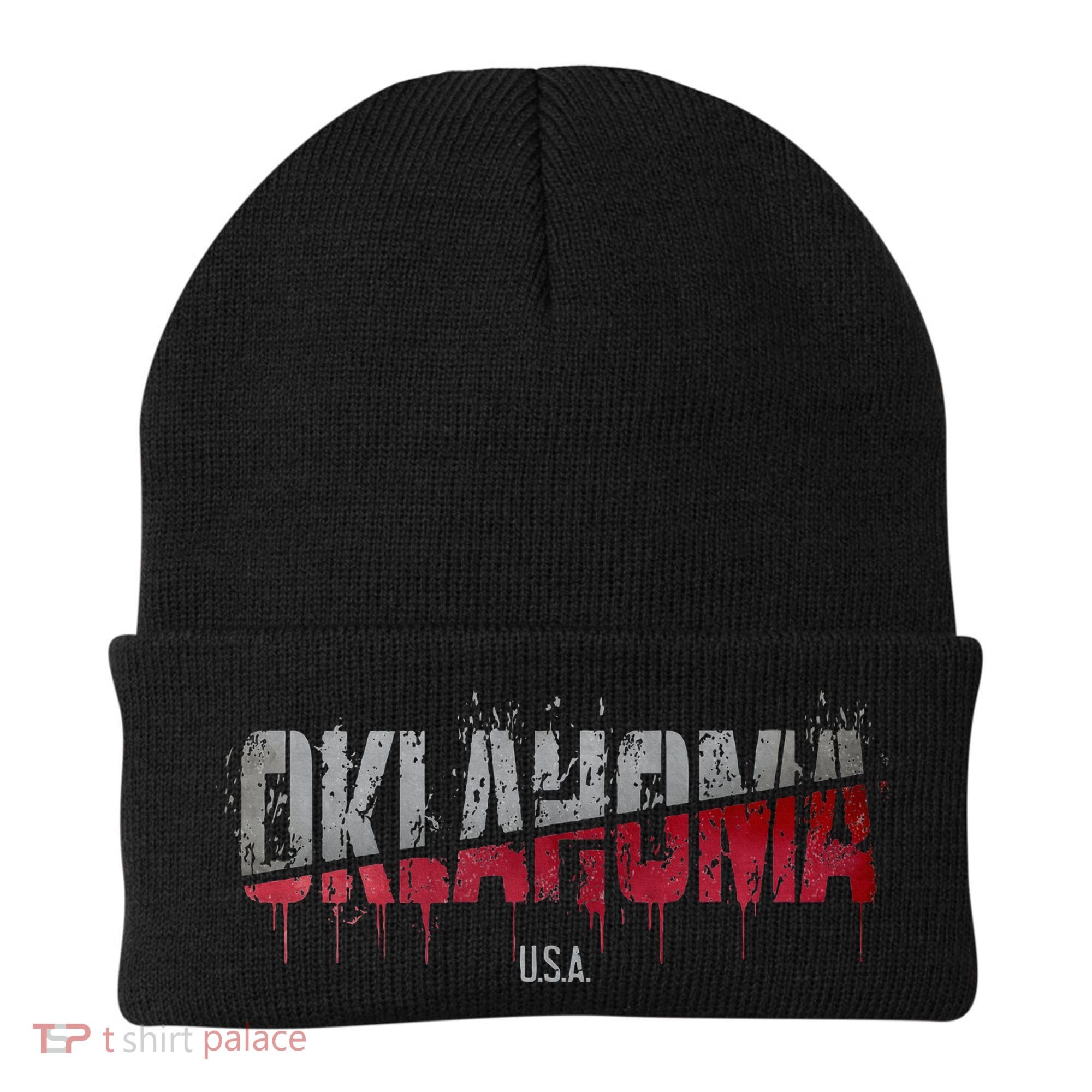 Distressed Oklahoma Usa Beanie