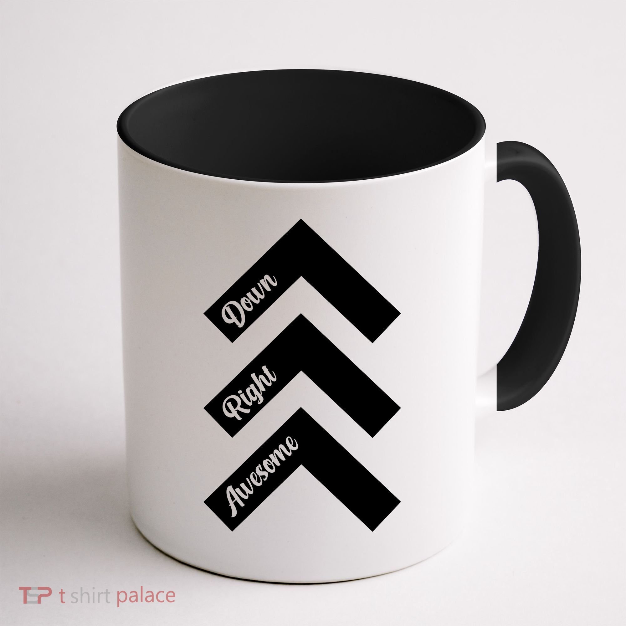 Down Right Awesome Arrow Down Syndrome Awareness Coffee Mug
