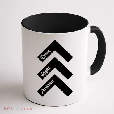 Down Right Awesome Arrow Down Syndrome Awareness Coffee Mug back