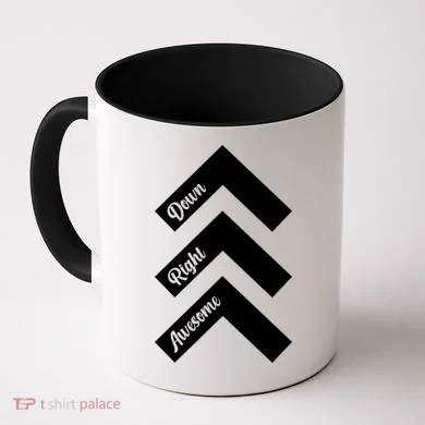 Down Right Awesome Arrow Down Syndrome Awareness Coffee Mug