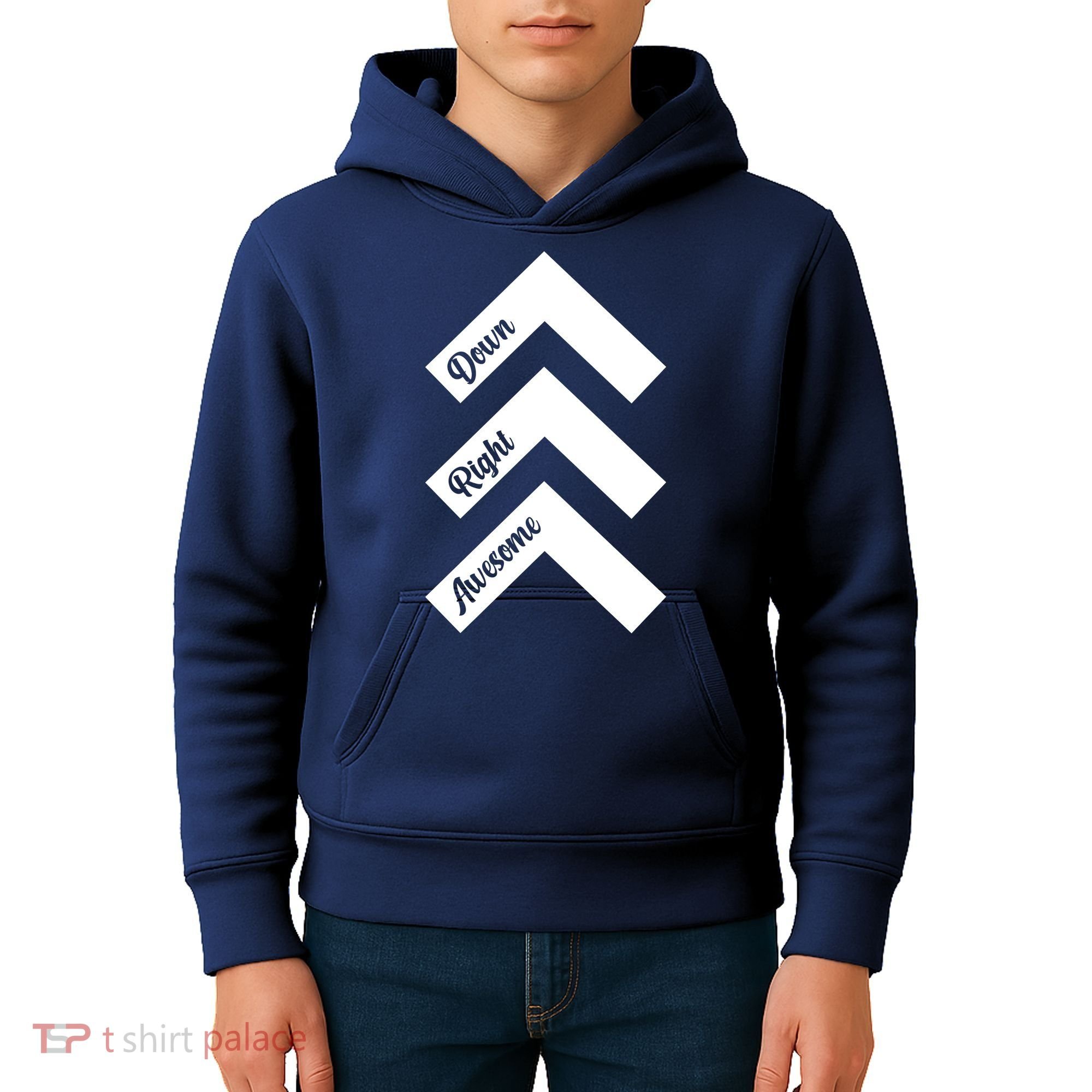 Down Right Awesome Arrow Down Syndrome Awareness Kids Hoodie