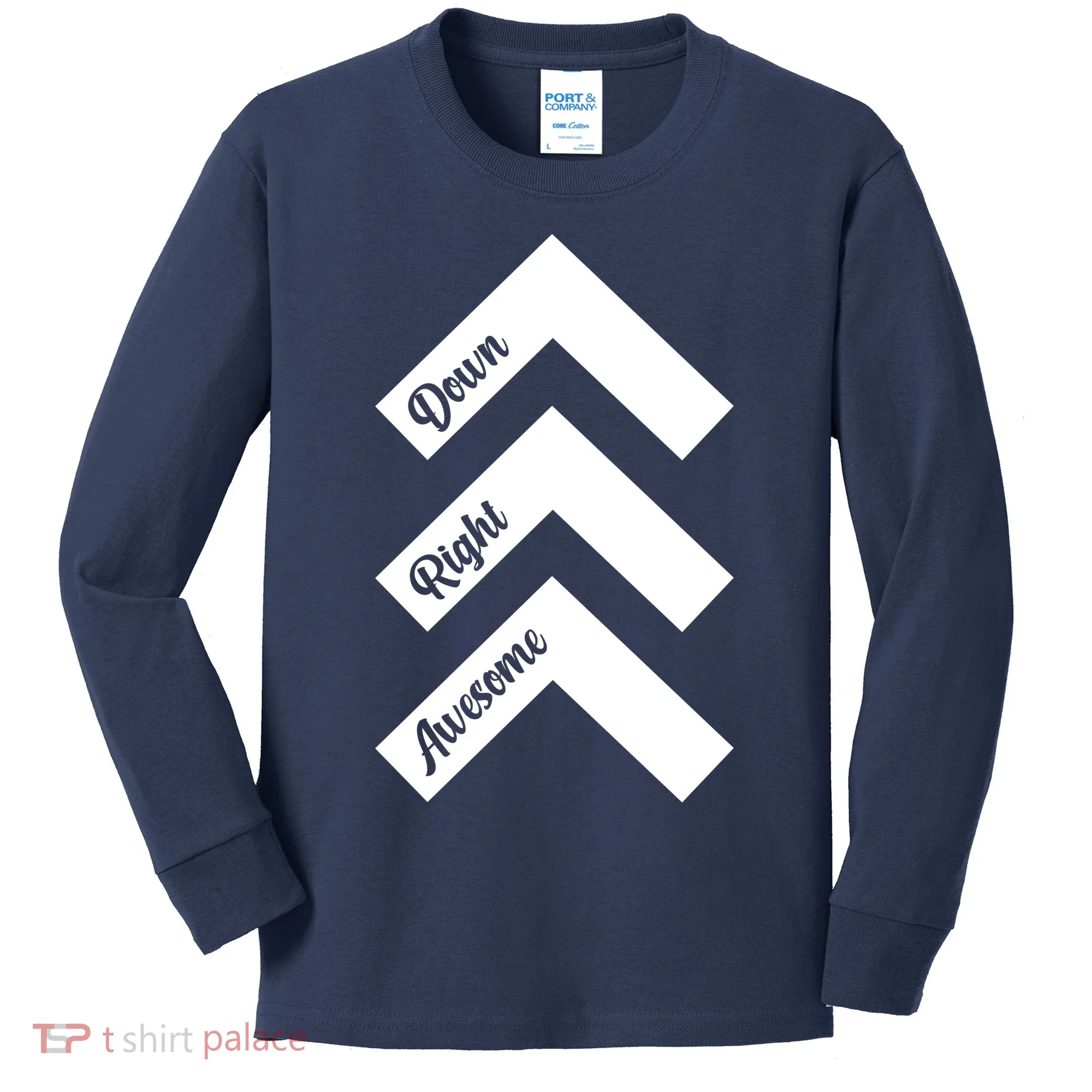 Down Right Awesome Arrow Down Syndrome Awareness Kids Long Sleeve Shirt