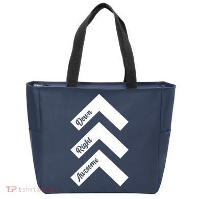 Down Right Awesome Arrow Down Syndrome Awareness Tote Bag
