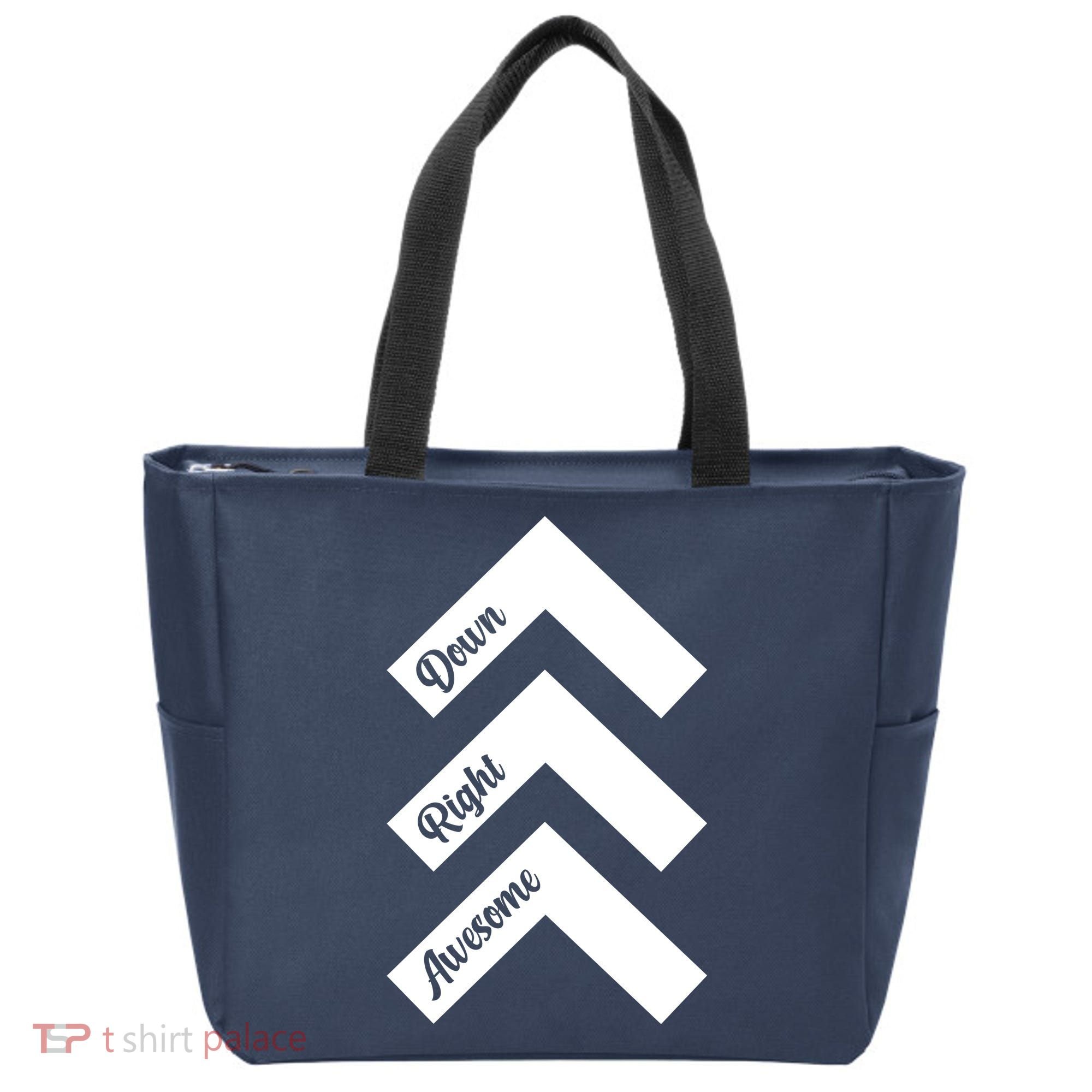 Down Right Awesome Arrow Down Syndrome Awareness Tote Bag