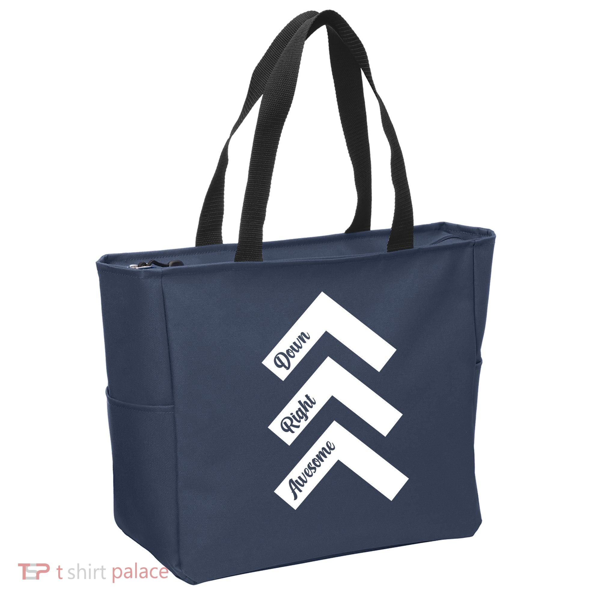 Down Right Awesome Arrow Down Syndrome Awareness Tote Bag