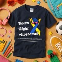 Down Right Awesome Down Syndrome Kids T-Shirt thumb 3