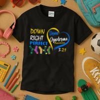 Down Right Perfect Down Syndrome Kids T-Shirt thumb 3