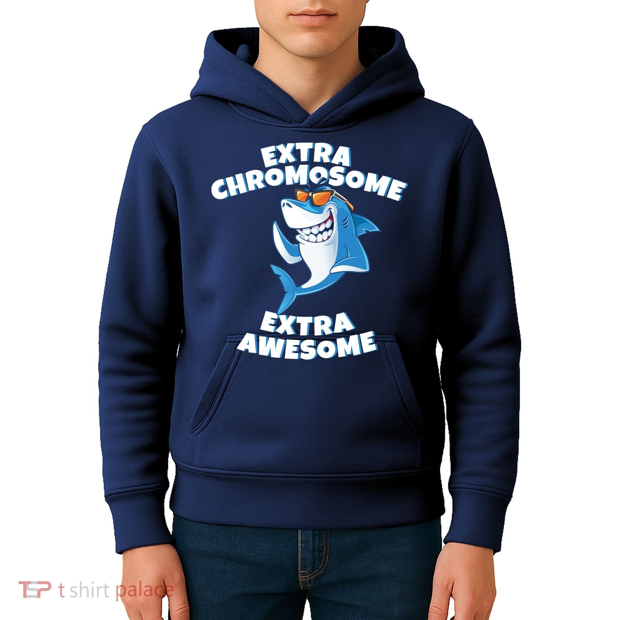 Down Syndrome - Extra Chromosome Shark Kids Hoodie