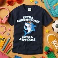 Down Syndrome - Extra Chromosome Shark Kids T-Shirt thumb 3
