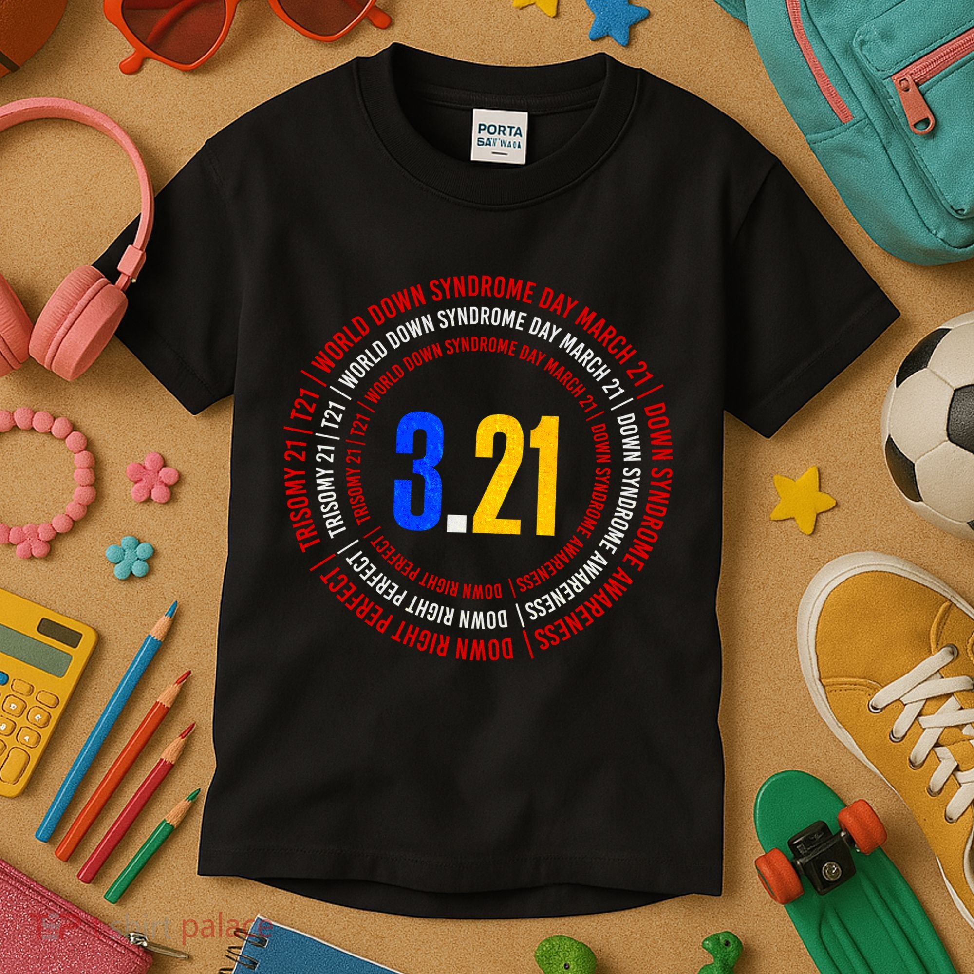 Down Syndrome 3.21 Shield Kids T-Shirt