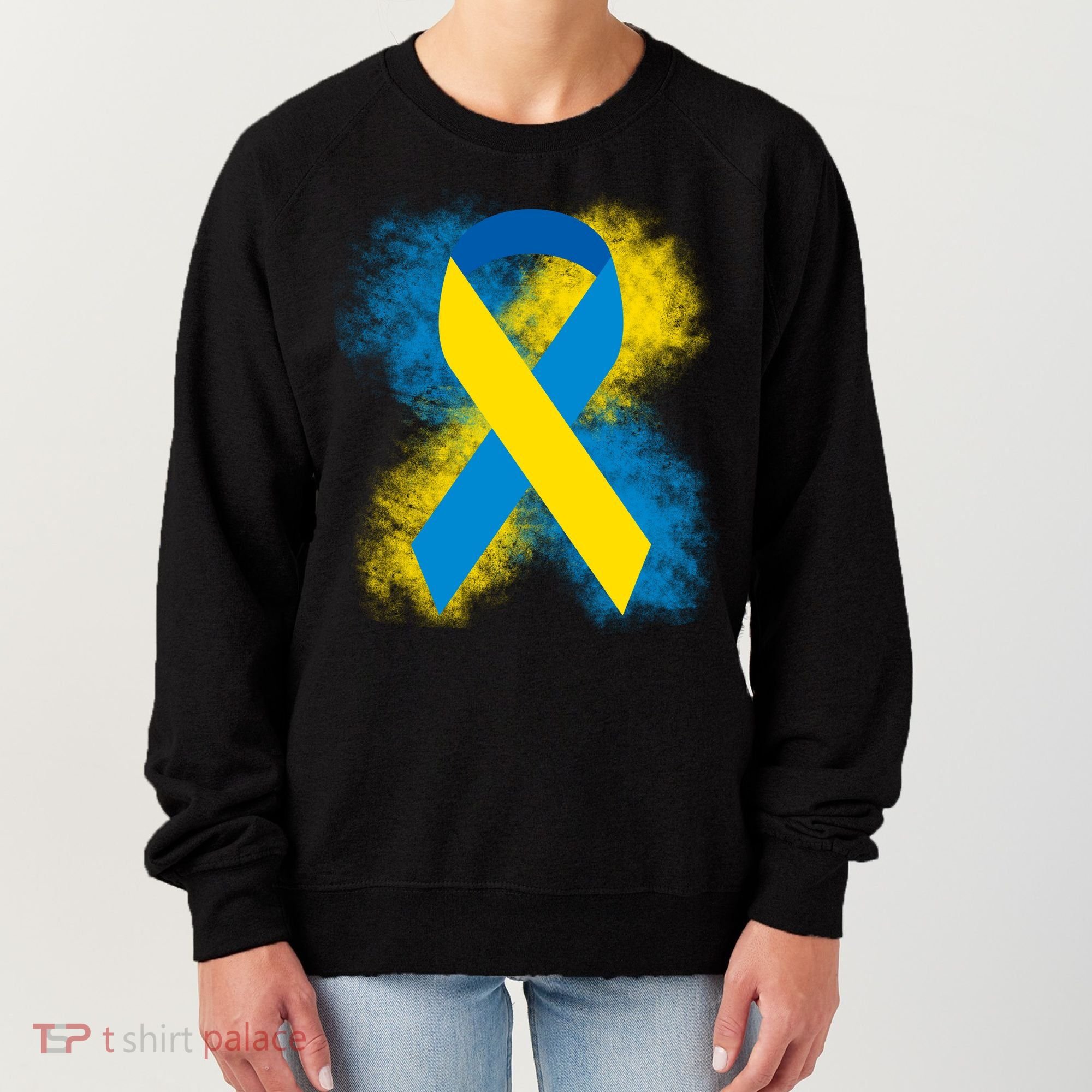 Down Syndrome Awareness Blue & Yellow Ribbon Women's Sweatshirt