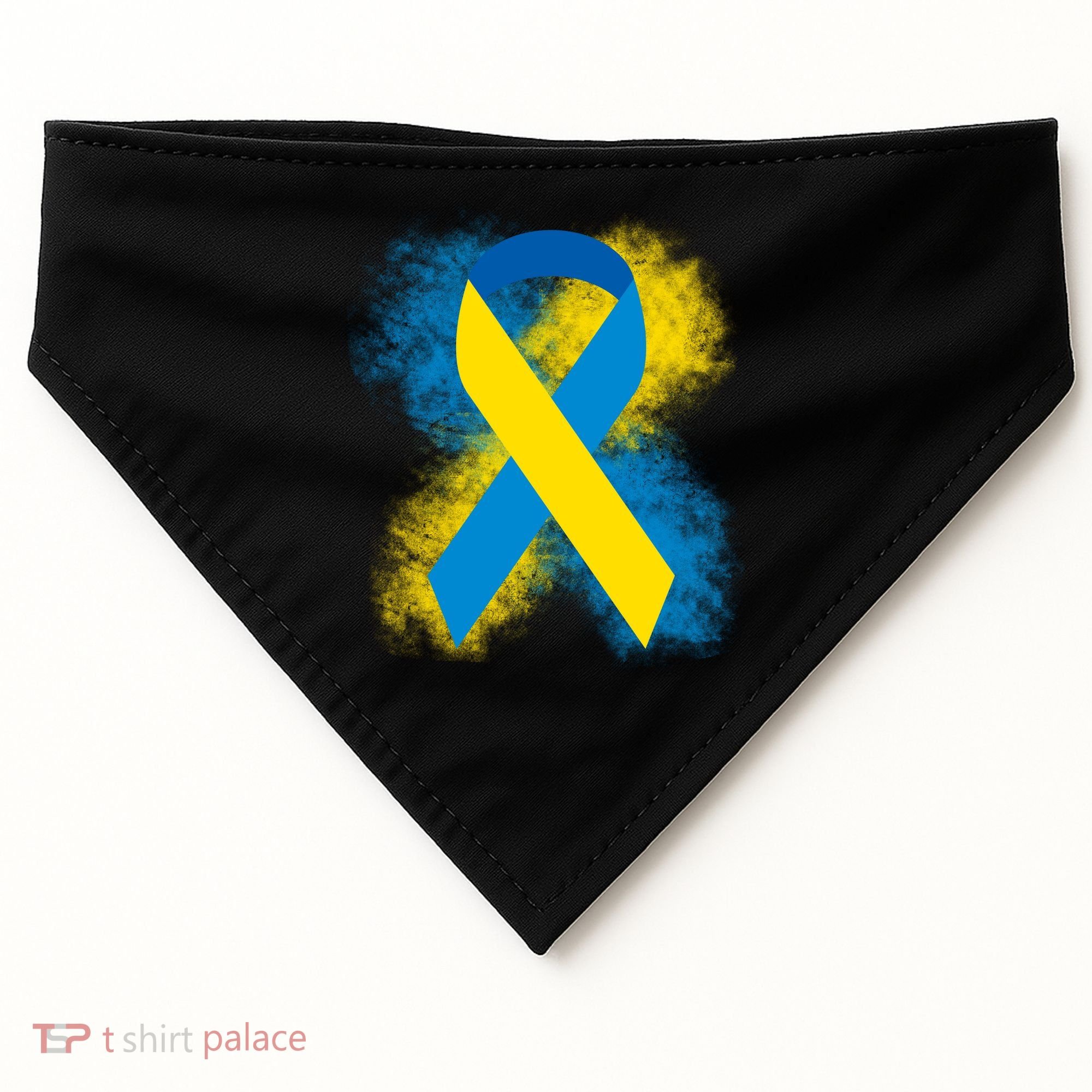 Down Syndrome Awareness Blue & Yellow Ribbon USA-Made Doggie Bandana