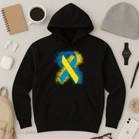 Down Syndrome Awareness Blue & Yellow Ribbon Hoodie thumb 3