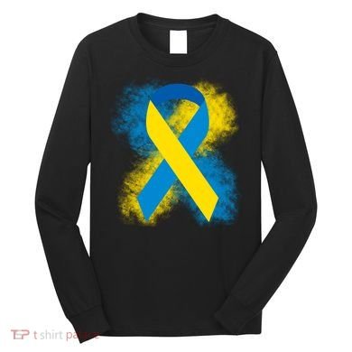Down Syndrome Awareness Blue & Yellow Ribbon Long Sleeve Shirt