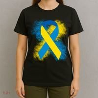 Down Syndrome Awareness Blue & Yellow Ribbon T-Shirt thumb 4