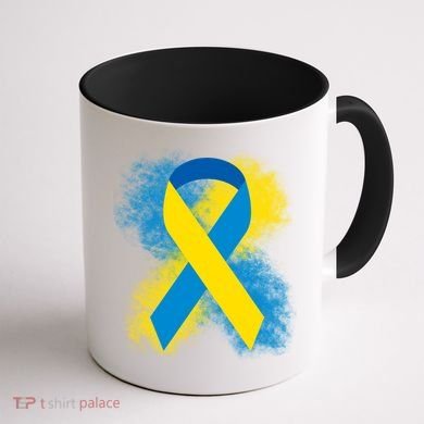 Down Syndrome Awareness Blue & Yellow Ribbon Coffee Mug back