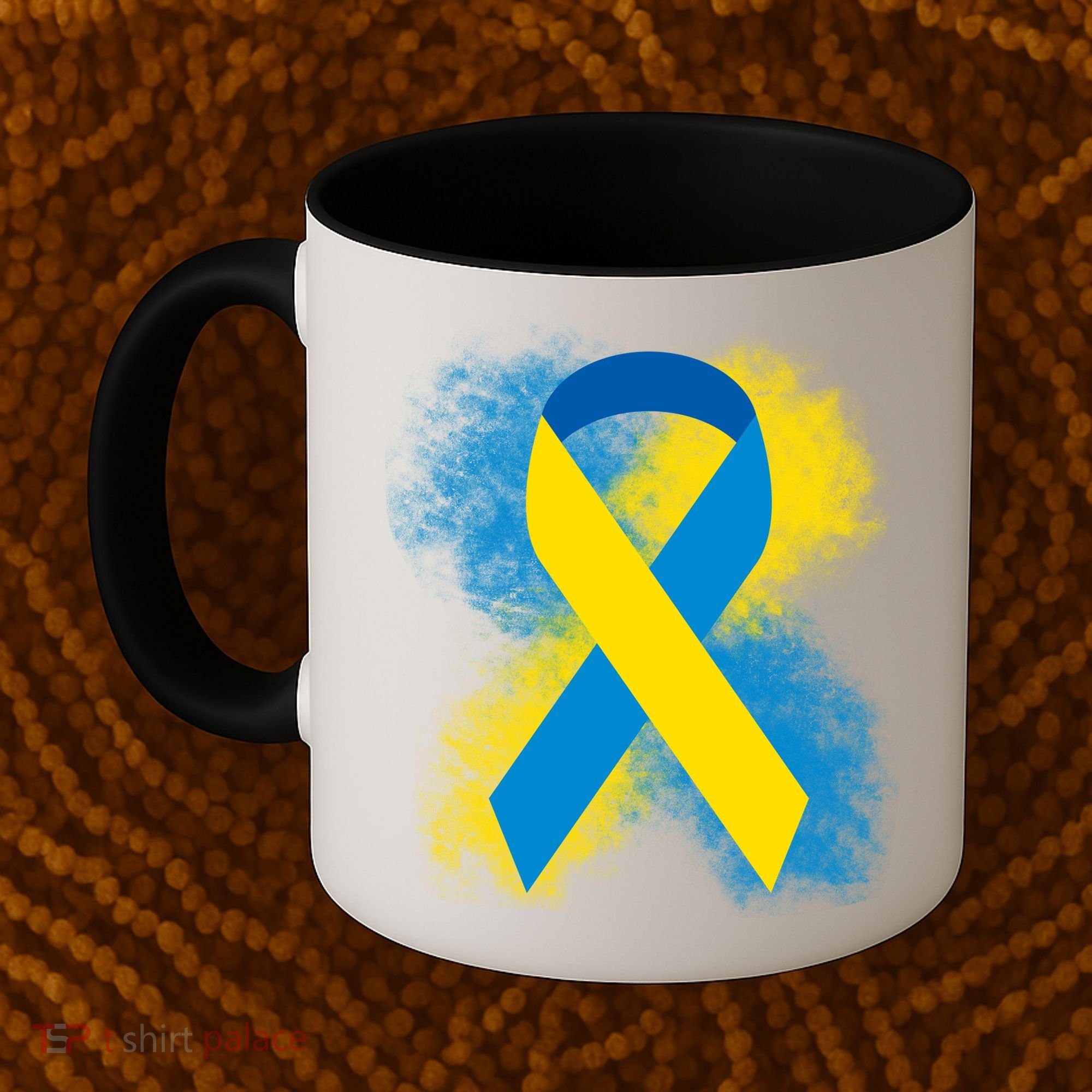 Down Syndrome Awareness Blue & Yellow Ribbon Coffee Mug