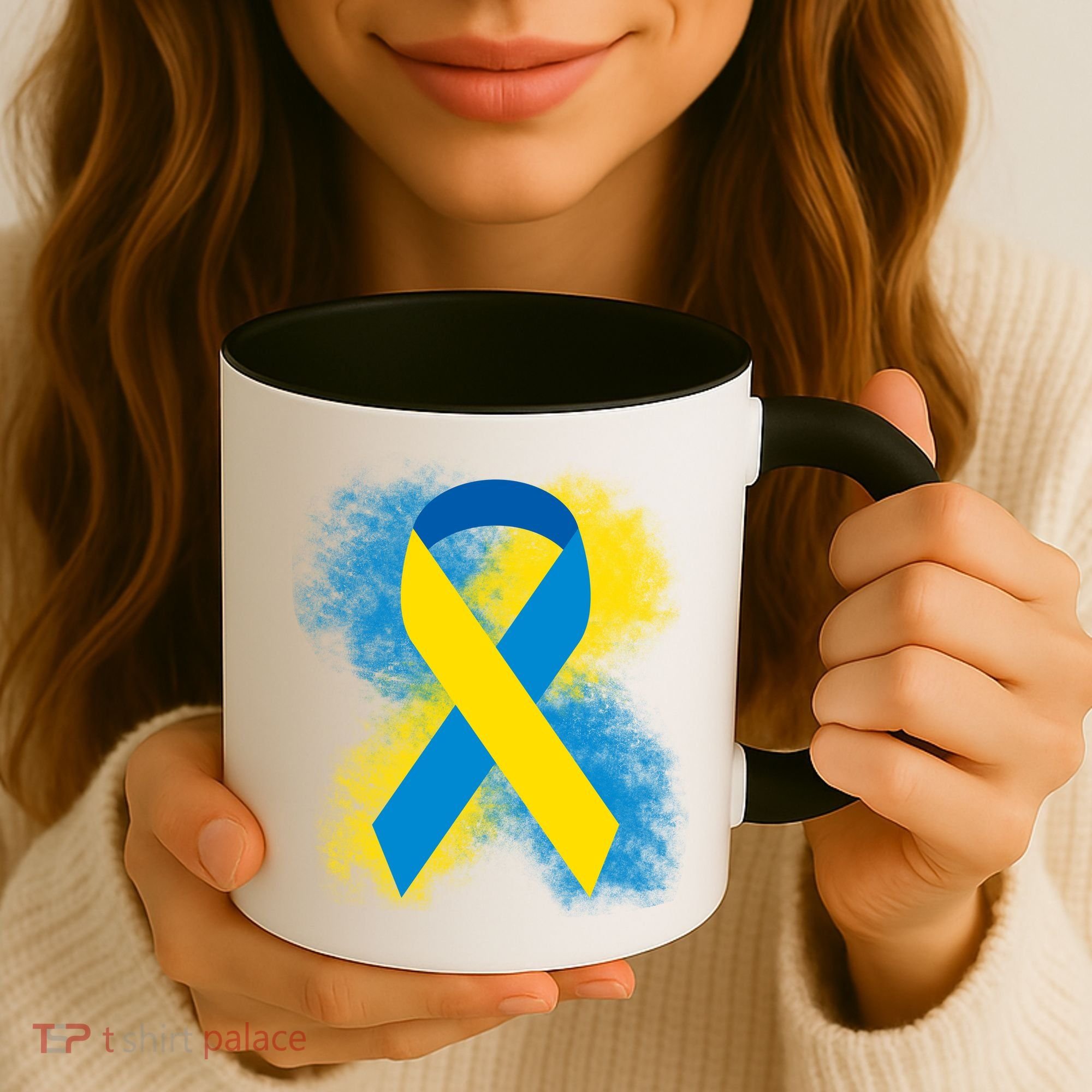 Down Syndrome Awareness Blue & Yellow Ribbon Coffee Mug