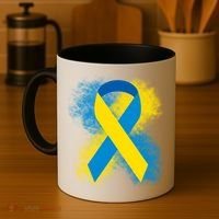 Down Syndrome Awareness Blue & Yellow Ribbon Coffee Mug thumb 4