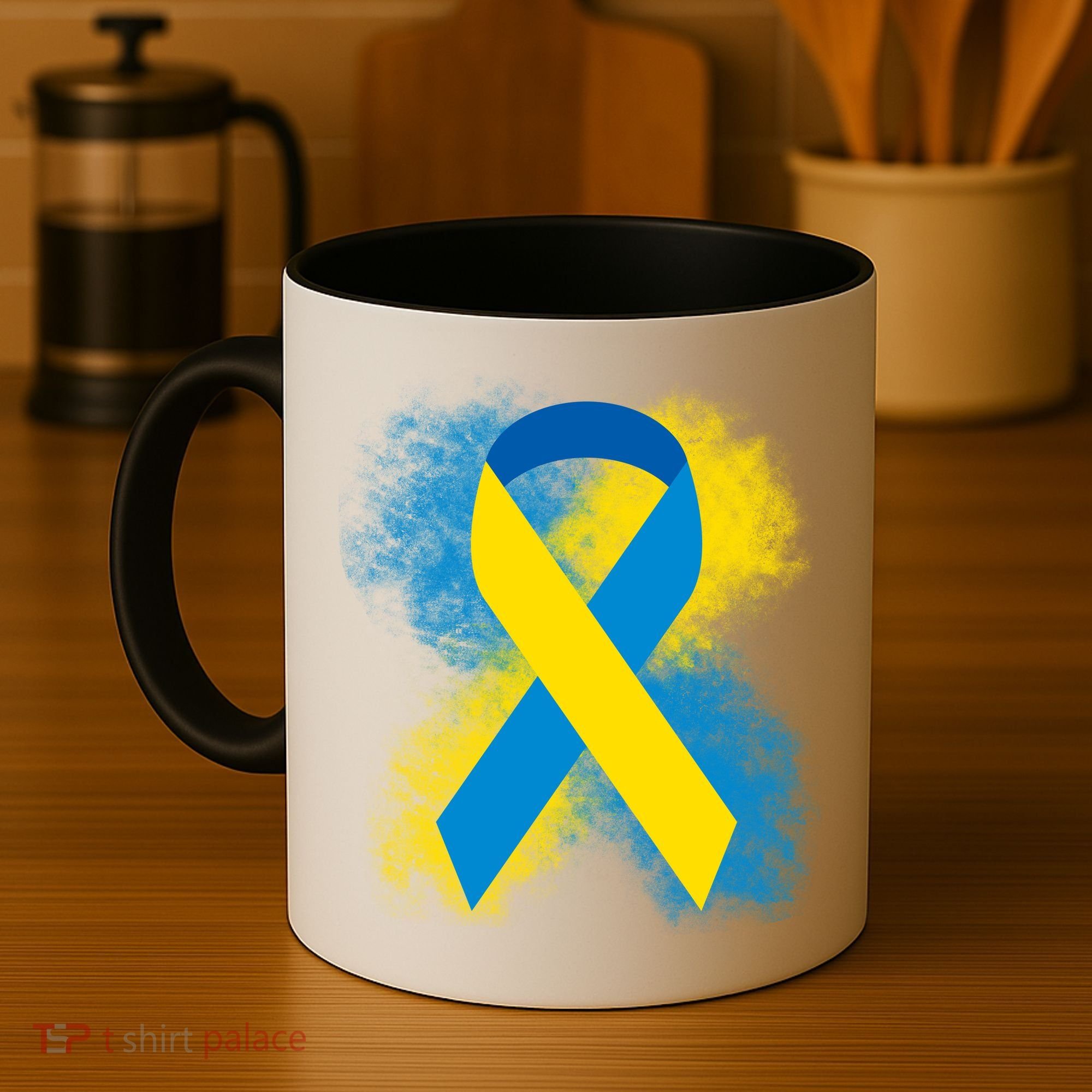 Down Syndrome Awareness Blue & Yellow Ribbon Coffee Mug