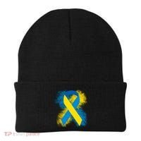 Down Syndrome Awareness Blue & Yellow Ribbon Beanie thumb 0