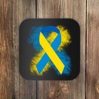 Down Syndrome Awareness Blue & Yellow Ribbon Coaster thumb 0