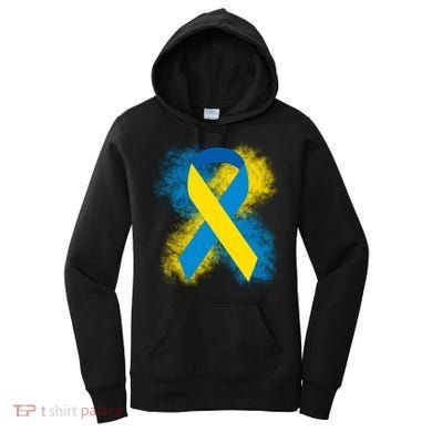 Down Syndrome Awareness Blue & Yellow Ribbon Women's Hoodie