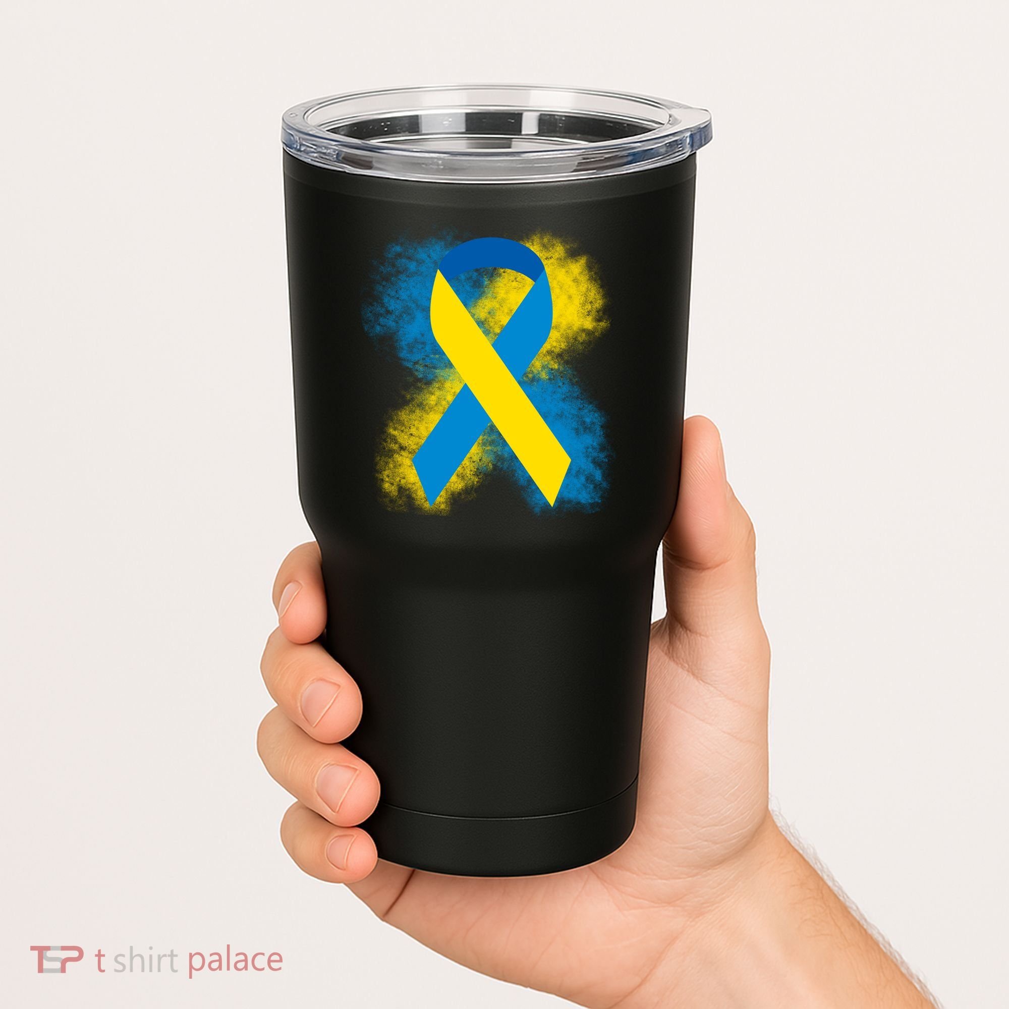 Down Syndrome Awareness Blue & Yellow Ribbon Tumbler