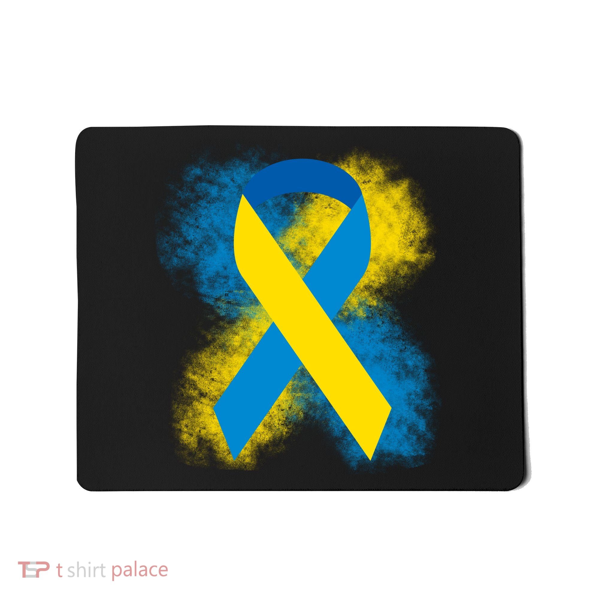 Down Syndrome Awareness Blue & Yellow Ribbon Mousepad