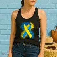 Down Syndrome Awareness Blue & Yellow Ribbon Women's Tank Top thumb 2