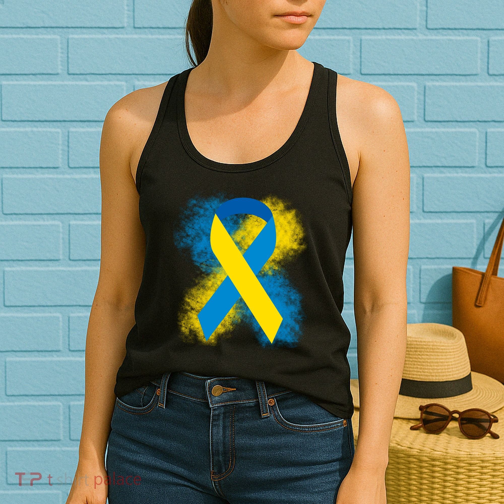 Down Syndrome Awareness Blue & Yellow Ribbon Women's Tank Top