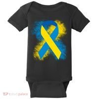 Down Syndrome Awareness Blue & Yellow Ribbon Baby Bodysuit thumb 0
