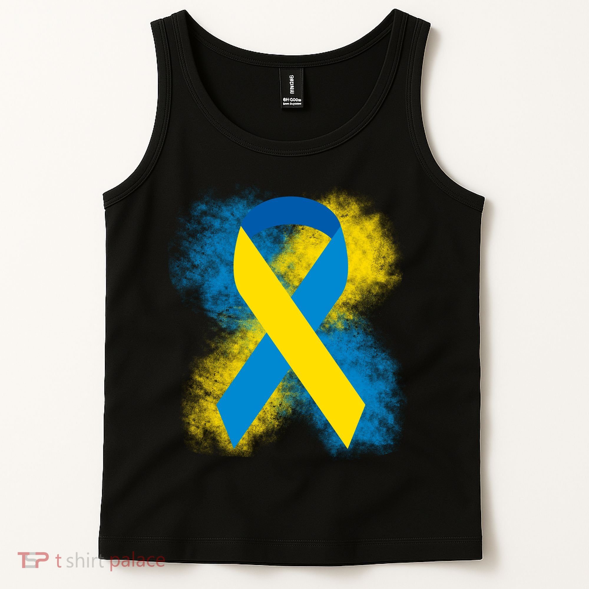 Down Syndrome Awareness Blue & Yellow Ribbon Tank Top